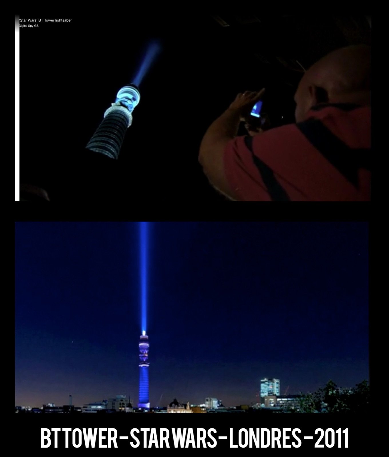 BT Tower, Londres, com um feixe de luz