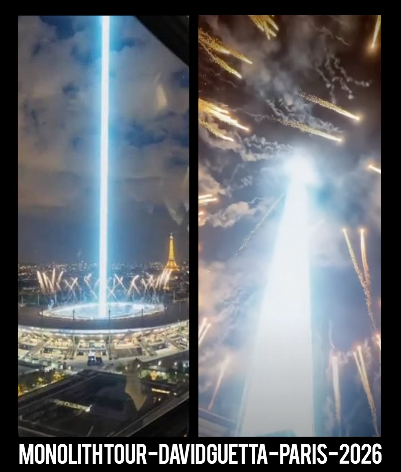 Feixe de luz vertical num espetáculo em Paris